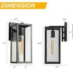 Open Box LNC Modern Black 1-Light Outdoor Wall Lantern Industrial Rectangle Exterior
