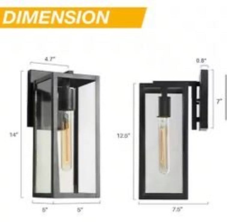 Open Box LNC Modern Black 1-Light Outdoor Wall Lantern Industrial Rectangle Exterior