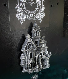 Haunted Mansion Magnet, Hand Painted Resin Sculpture | Gothic Fantasy Decor | Haunted House Magnet for Fantasy and Gothic Decor