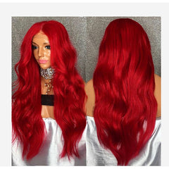 Chemical Fiber Red Lace Wig Long Curly Hair