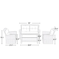 Set Of 4 Piece Outdoor Patio Furniture