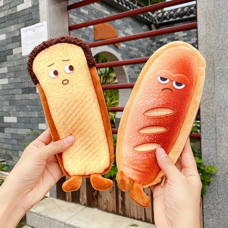 Cute Cartoon Toast Pencil Bag for Students and Gifts