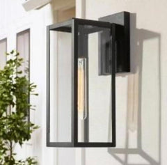 Open Box LNC Modern Black 1-Light Outdoor Wall Lantern Industrial Rectangle Exterior