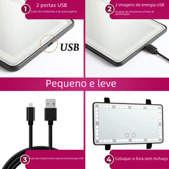 Car Makeup Mirror with LED Light and Adjustable Colors