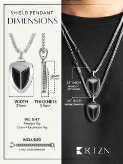 Black Onyx Shield Pendant Necklace
