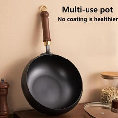 Thick Uncoated Iron Pot, Japanese Iron Pan, Uncoated Cast Iron Pot, Hand-Forged Non-Stick Pan without Coating, High-Purity Frying Pan, Cast Iron Skillet—Universal Kitchen Cookware Suitable for Gas and Induction Stoves.