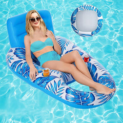 New Inflatable Leaf Lounge Float with Cup Holder