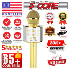 5Core Wireless Karaoke Microphone Bluetooth Mic Portable Handheld Microfonos Inalambricos