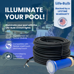 Life-Bulb Color LED Inground 1.5" Nicheless Pool Light (100ft Cord) | Replaces Pentair GloBrite | Lifetime Replacement Program