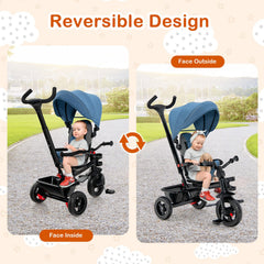 4-in-1 Baby Tricycle Toddler Trike with Convertible Seat