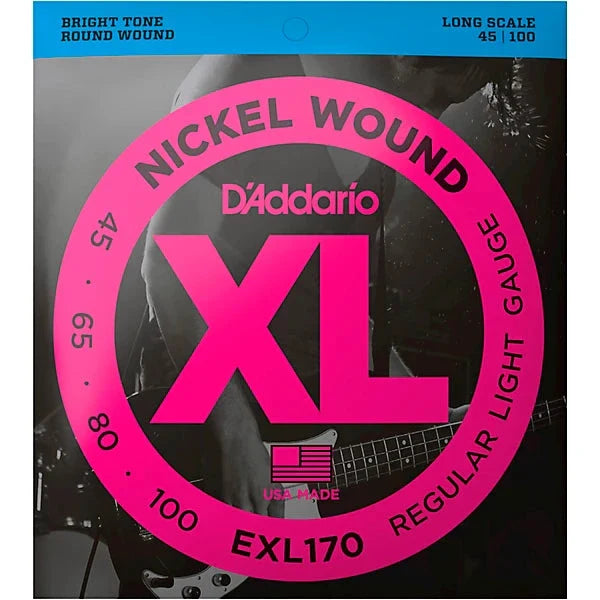 D’Addario EXL170 XL Nickel Bass Strings – 45-100 Regular Light (Long Scale)