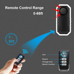 113dB Wireless Vibration Motion Sensor Waterproof Bike Alarm with Remote