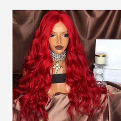 Chemical Fiber Red Lace Wig Long Curly Hair