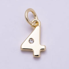 16K Gold Filled 10mm Clear CZ Geometric Number Numerology Charm | Charms-00888 ~ Charms-00897