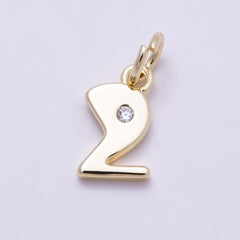 16K Gold Filled 10mm Clear CZ Geometric Number Numerology Charm | Charms-00888 ~ Charms-00897