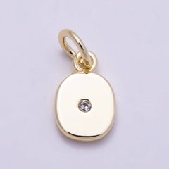 16K Gold Filled 10mm Clear CZ Geometric Number Numerology Charm | Charms-00888 ~ Charms-00897
