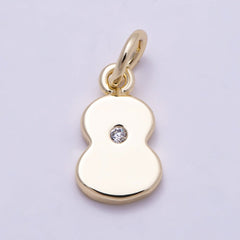 16K Gold Filled 10mm Clear CZ Geometric Number Numerology Charm | Charms-00888 ~ Charms-00897