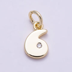 16K Gold Filled 10mm Clear CZ Geometric Number Numerology Charm | Charms-00888 ~ Charms-00897