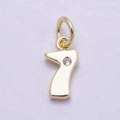 16K Gold Filled 10mm Clear CZ Geometric Number Numerology Charm | Charms-00888 ~ Charms-00897