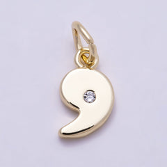 16K Gold Filled 10mm Clear CZ Geometric Number Numerology Charm | Charms-00888 ~ Charms-00897