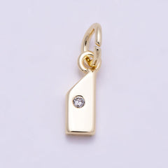 16K Gold Filled 10mm Clear CZ Geometric Number Numerology Charm | Charms-00888 ~ Charms-00897