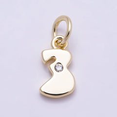 16K Gold Filled 10mm Clear CZ Geometric Number Numerology Charm | Charms-00888 ~ Charms-00897