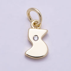 16K Gold Filled 10mm Clear CZ Geometric Number Numerology Charm | Charms-00888 ~ Charms-00897