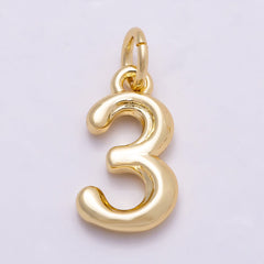 16K Gold Filled 14mm Minimalist Molten Number Numerology Charm | Charms-00878 ~ Charms-00887