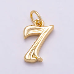 16K Gold Filled 14mm Minimalist Molten Number Numerology Charm | Charms-00878 ~ Charms-00887