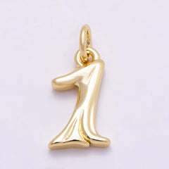 16K Gold Filled 14mm Minimalist Molten Number Numerology Charm | Charms-00878 ~ Charms-00887