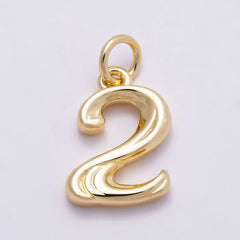 16K Gold Filled 14mm Minimalist Molten Number Numerology Charm | Charms-00878 ~ Charms-00887