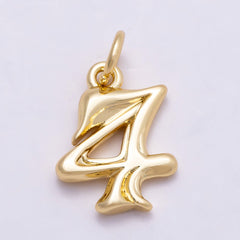 16K Gold Filled 14mm Minimalist Molten Number Numerology Charm | Charms-00878 ~ Charms-00887