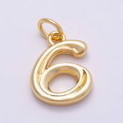 16K Gold Filled 14mm Minimalist Molten Number Numerology Charm | Charms-00878 ~ Charms-00887