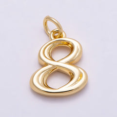 16K Gold Filled 14mm Minimalist Molten Number Numerology Charm | Charms-00878 ~ Charms-00887