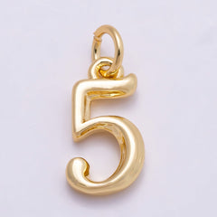 16K Gold Filled 14mm Minimalist Molten Number Numerology Charm | Charms-00878 ~ Charms-00887