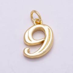 16K Gold Filled 14mm Minimalist Molten Number Numerology Charm | Charms-00878 ~ Charms-00887