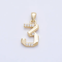 16K Gold Filled 16mm Micro Paved CZ Edged Geometric Number Numerology Charm | Charms-01217 ~ Charms-01226