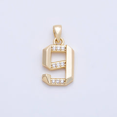16K Gold Filled 16mm Micro Paved CZ Edged Geometric Number Numerology Charm | Charms-01217 ~ Charms-01226