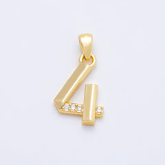 16K Gold Filled 16mm Micro Paved CZ Edged Geometric Number Numerology Charm | Charms-01217 ~ Charms-01226