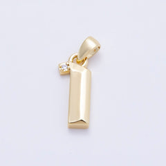 16K Gold Filled 16mm Micro Paved CZ Edged Geometric Number Numerology Charm | Charms-01217 ~ Charms-01226
