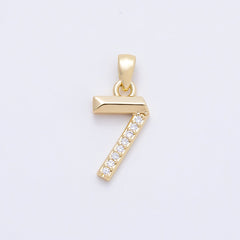 16K Gold Filled 16mm Micro Paved CZ Edged Geometric Number Numerology Charm | Charms-01217 ~ Charms-01226