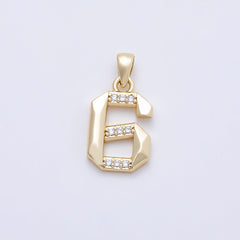 16K Gold Filled 16mm Micro Paved CZ Edged Geometric Number Numerology Charm | Charms-01217 ~ Charms-01226