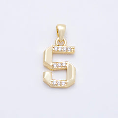 16K Gold Filled 16mm Micro Paved CZ Edged Geometric Number Numerology Charm | Charms-01217 ~ Charms-01226