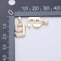16K Gold Filled 16mm Micro Paved CZ Edged Geometric Number Numerology Charm | Charms-01217 ~ Charms-01226