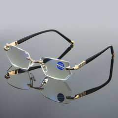 Rimless Diamond-Cut Blue Light Reading Glasses