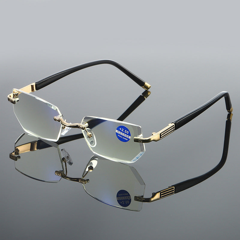 Rimless Diamond-Cut Blue Light Reading Glasses