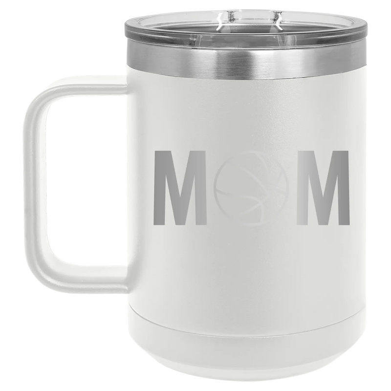 Mom Basketball 15 oz Mug | White