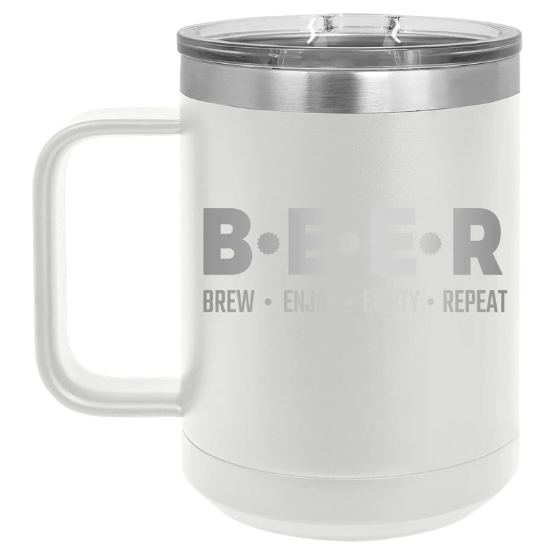 Brew Enjoy Empty Repeat 15 oz Mug | White