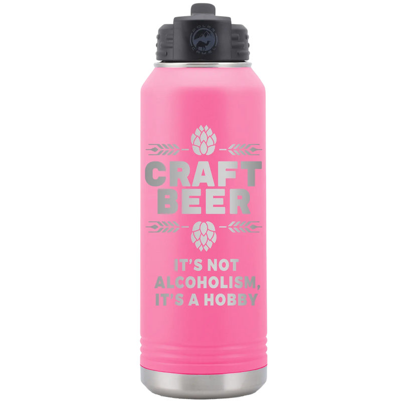 Craft Beer 32 oz Water Bottle | Pink