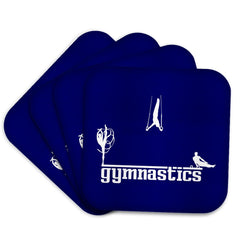 3dRose Alexis Design - Sport Gymnastics - Male and Female Sportsmen. Text Gymnastics. Stylish. White on Blue - Coasters